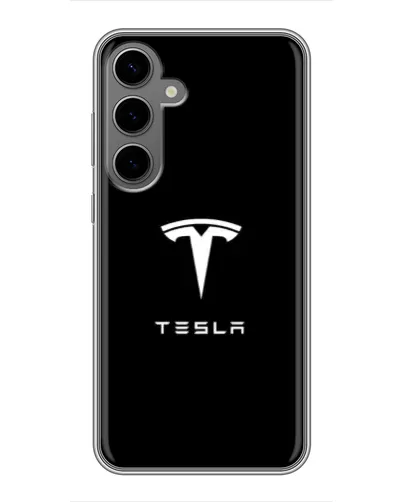 Чехол для Samsung Galaxy S24 Plus с картинкой «Tesla White Logo»