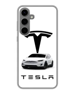 Чехол для Samsung Galaxy S24 Plus с картинкой «Tesla White Style»