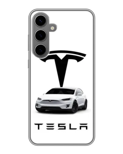 Чехол для Samsung Galaxy S24 Plus с картинкой «Tesla White Style»