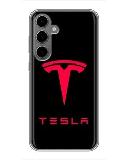 Чехол для Samsung Galaxy S24 Plus с картинкой «Tesla Red Logo»