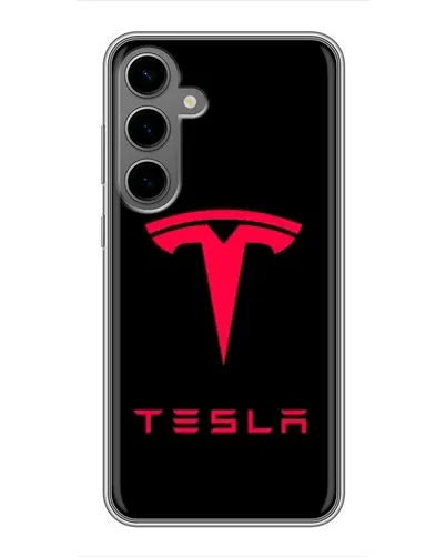 Чехол для Samsung Galaxy S24 Plus с картинкой «Tesla Red Logo»
