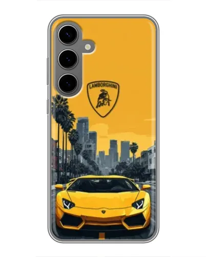 Чехол для Samsung Galaxy S24 Plus с картинкой «Желтый Lamborghini город»