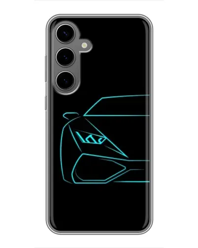 Чехол для Samsung Galaxy S24 Plus с картинкой «Голубой силуэт Lamborghini»