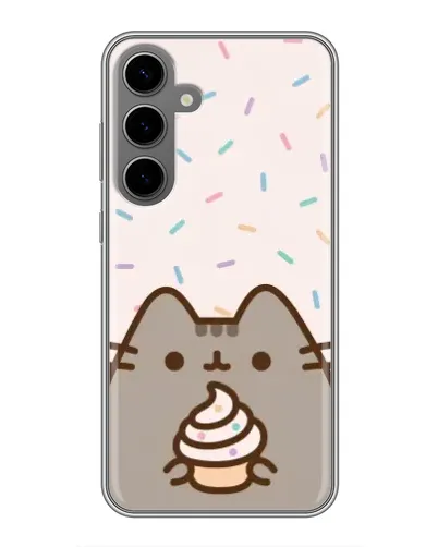 Чехол для Samsung Galaxy S24 Plus с картинкой «Пушин с кексом»