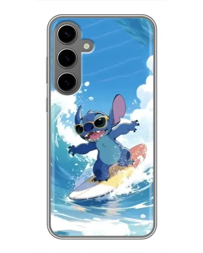Чехол для Samsung Galaxy S24 Plus с картинкой «Стич на волне»