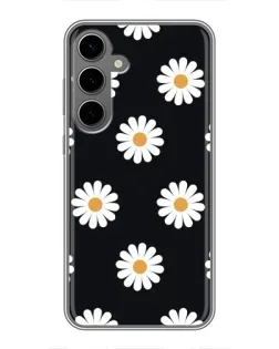 Чохол для Samsung Galaxy S24 Plus з картинкою «Ромашки на чорному»