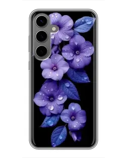 Чохол для Samsung Galaxy S24 Plus з картинкою «Фіолетові квіти з росою»