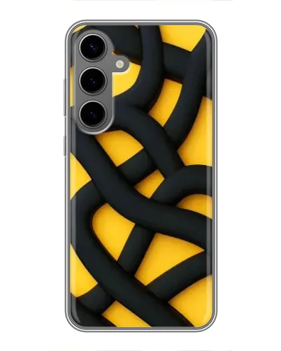 Чехол для Samsung Galaxy S24 Plus с картинкой «Черное желтое переплетение»