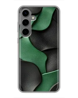 Чехол для Samsung Galaxy S24 Plus с картинкой «Зеленые кожаные волны»