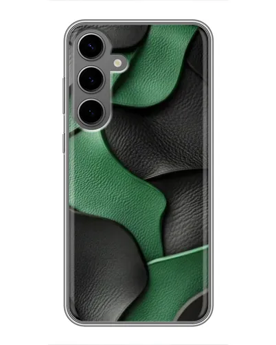 Чехол для Samsung Galaxy S24 Plus с картинкой «Зеленые кожаные волны»