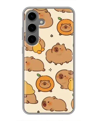Чехол для Samsung Galaxy S24 Plus с картинкой «Капибары с апельсинами»