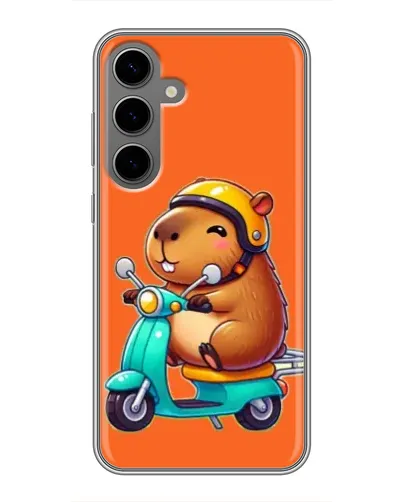 Чехол для Samsung Galaxy S24 Plus с картинкой «Капибара на скутере»