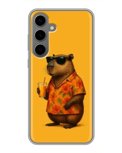 Чехол для Samsung Galaxy S24 Plus с картинкой «Капибара на отдыхе»