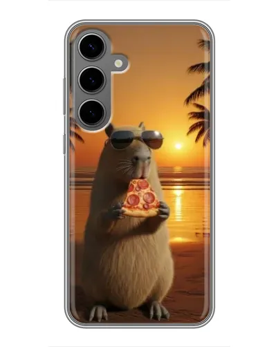 Чехол для Samsung Galaxy S24 Plus с картинкой «Капибара с пиццей»