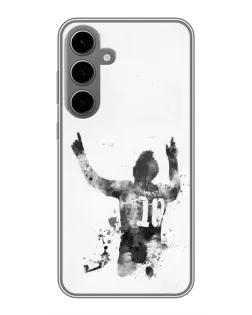 Чохол для Samsung Galaxy S24 Plus з картинкою «Чорно-білий силует Мессі»