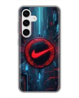 Чехол для Samsung Galaxy S24 с картинкой «Техногенный стиль Nike»