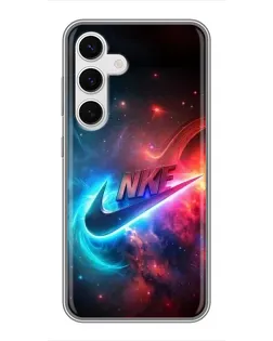 Чехол для Samsung Galaxy S24 с картинкой «Огненный логотип Nike»