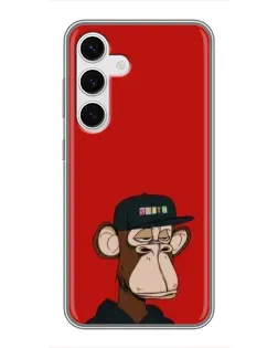 Чехол для Samsung Galaxy S24 с картинкой «Bored Ape — красный фон» Чехол для Samsung Galaxy S24 с картинкой «Bored Ape — красный фон»