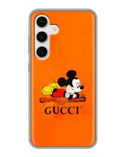 Чехол для Samsung Galaxy S24 с картинкой «Микки Маус Gucci — оранж»