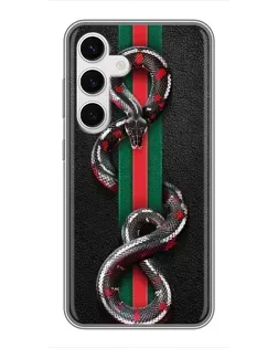 Чехол для Samsung Galaxy S24 с картинкой «Gucci — змея на полосе»