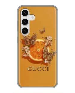 Чехол для Samsung Galaxy S24 с картинкой «Gucci — золотые бабочки»