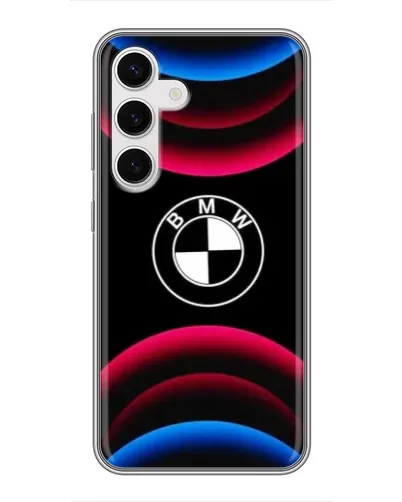 Чехол для Samsung Galaxy S24 с картинкой «Логотип BMW и неоновые дуги» Чехол для Samsung Galaxy S24 с картинкой «Логотип BMW и неоновые дуги»