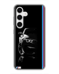 Чехол для Samsung Galaxy S24 с картинкой «Силуэт BMW в темноте»