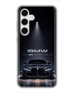 Чохол для Samsung Galaxy S24 з картинкою «BMW крізь нічне місто»