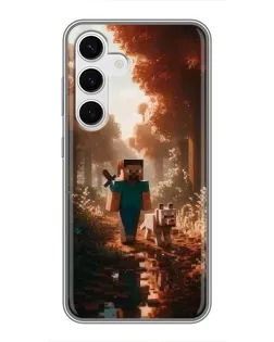 Чехол для Samsung Galaxy S24 с картинкой «Стив в лесу»