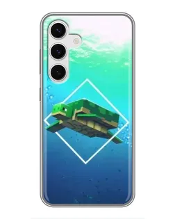 Чехол для Samsung Galaxy S24 с картинкой «Черепаха Minecraft»
