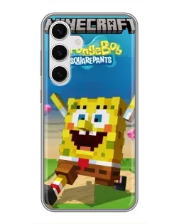 Чехол для Samsung Galaxy S24 с картинкой «Губка Боб Minecraft»
