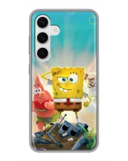 Чехол для Samsung Galaxy S24 с картинкой «Спанч Боб победитель»