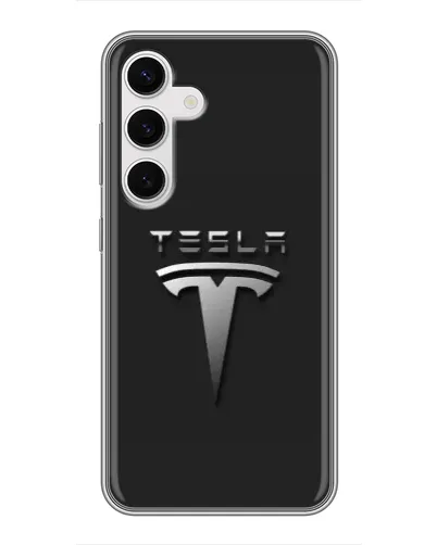 Чехол для Samsung Galaxy S24 с картинкой «Стальной логотип Tesla» Чехол для Samsung Galaxy S24 с картинкой «Стальной логотип Tesla»