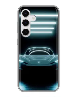 Чехол для Samsung Galaxy S24 с картинкой «Tesla в неоне»