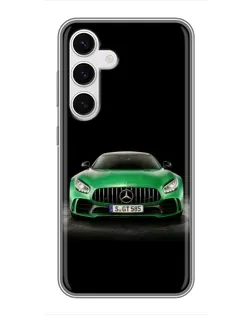Чехол для Samsung Galaxy S24 с картинкой «Mercedes — неоновый лого»
