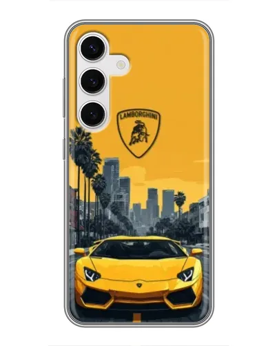 Чехол для Samsung Galaxy S24 с картинкой «Желтый Lamborghini город» Чехол для Samsung Galaxy S24 с картинкой «Желтый Lamborghini город»