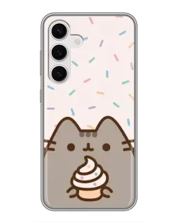 Чехол для Samsung Galaxy S24 с картинкой «Пушин с кексом»