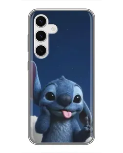 Чехол для Samsung Galaxy S24 с картинкой «Стич в облаках»