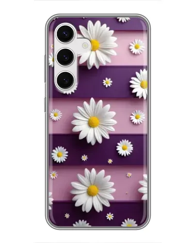 Чехол для Samsung Galaxy S24 с картинкой «Ромашки на фиолетовом»