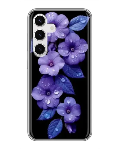 Чехол для Samsung Galaxy S24 с картинкой «Фиолетовые цветы с росою»
