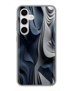 Чехол для Samsung Galaxy S24 с картинкой «Объемные синие складки»