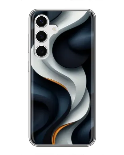 Чехол для Samsung Galaxy S24 с картинкой «Объемные черно-белые ленты» Чехол для Samsung Galaxy S24 с картинкой «Объемные черно-белые ленты»