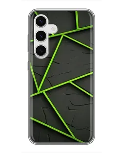 Чехол для Samsung Galaxy S24 с картинкой «Зеленые геометрические линии»