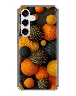 Чехол для Samsung Galaxy S24 с картинкой «Объемные оранжевые сферы»