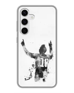 Чохол для Samsung Galaxy S24 з картинкою «Чорно-білий силует Мессі»