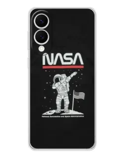 Чехол для Samsung Galaxy S25 Edge с картинкой «NASA — шагаем по Луне»
