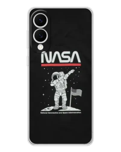 Чехол для Samsung Galaxy S25 Edge с картинкой «NASA — шагаем по Луне»