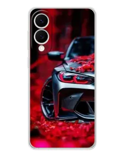 Чехол для Samsung Galaxy S25 Edge с картинкой «Спортивная BMW и цветы»