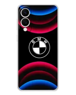 Чехол для Samsung Galaxy S25 Edge с картинкой «Логотип BMW и неоновые дуги»