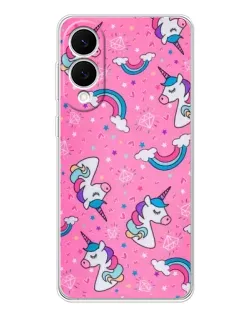 Чехол для Samsung Galaxy S25 Edge с картинкой «Unicorn паттерн розовый»